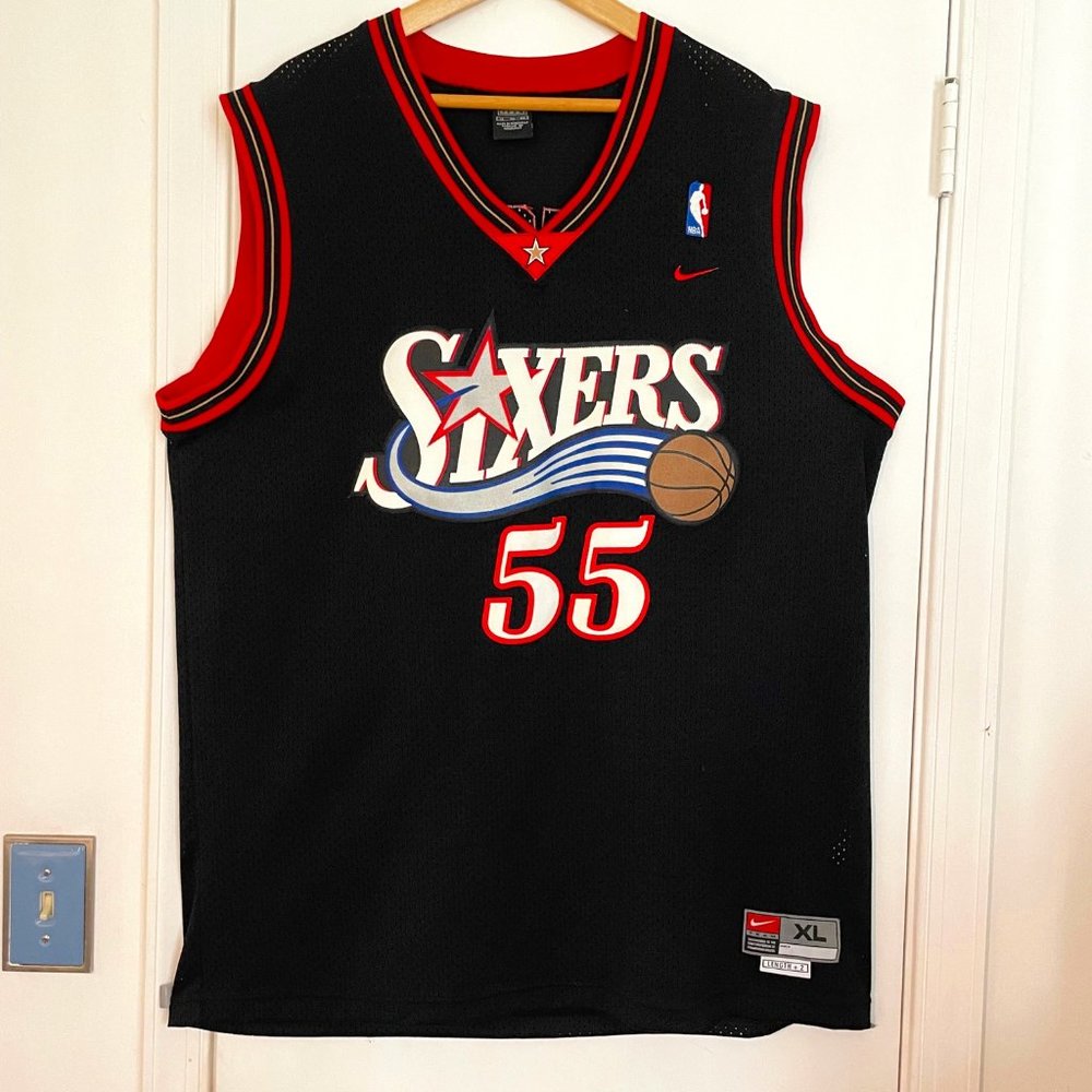 NIKE: Dikembe Mutombo Philadelphia 76ers #55 Black Jersey, Size: XL (Length + 2)